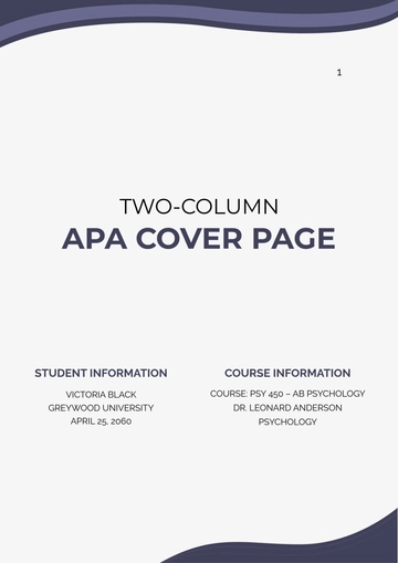Free Two-Column APA Cover Page Template to Edit Online