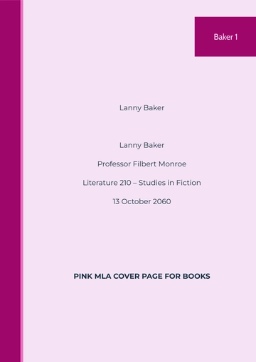 Free Pink MLA Cover Page for Books Template to Edit Online