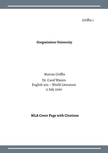 Free MLA Cover Page with Citations Template to Edit Online