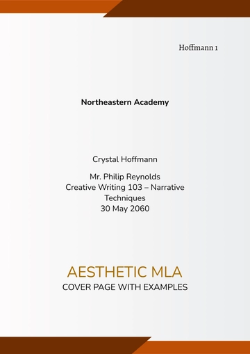 Free Aesthetic MLA Cover Page with Examples Template to Edit Online