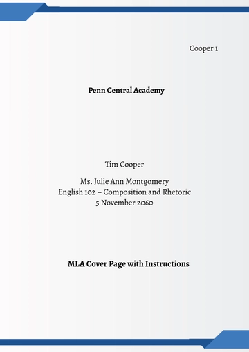 Free MLA Cover Page with Instructions Template to Edit Online