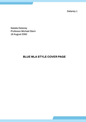 Free Blue MLA Style Cover Page Template to Edit Online