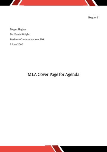 Free MLA Cover Page for Agenda Template to Edit Online