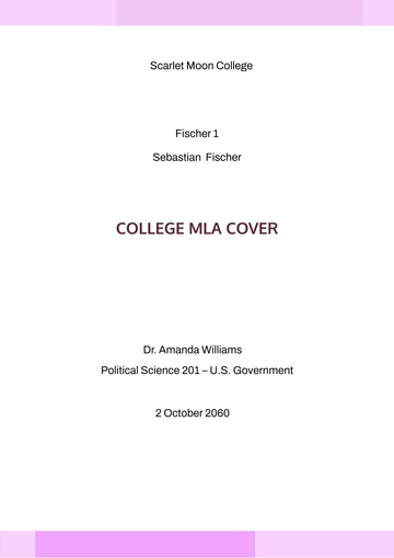 Free College MLA Cover Page Template to Edit Online