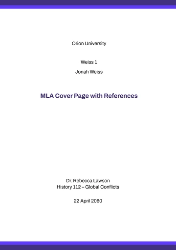 Free MLA Cover Page with References Template to Edit Online