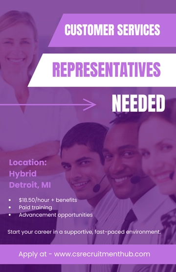 Free Lavender Background CSR  Recruitment  Poster Template to Edit Online