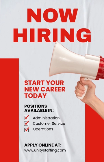 Free Creative Now Hiring Recruitment Poster Template to Edit Online
