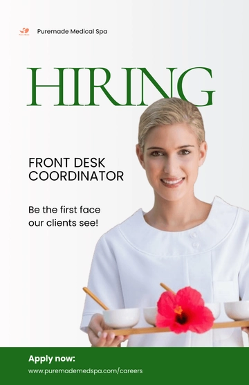 Free Front Desk Recruitment Poster Template to Edit Online