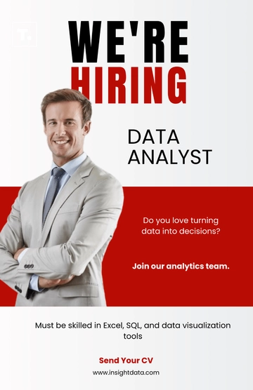 Free Data Analyst Recruitment Poster Template to Edit Online