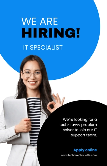 Free IT Specialist Job Recruitment  Poster Template to Edit Online