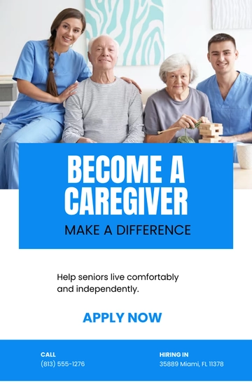 Free Caregiver Job Recruitment  Poster Template to Edit Online