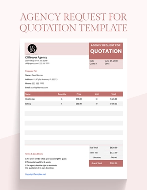 Agency Request for Quotation Template