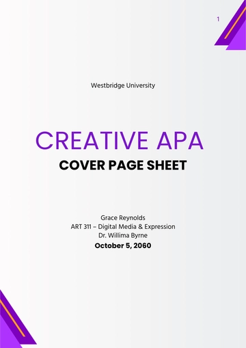 Free Creative APA Cover Page Sheet Template to Edit Online