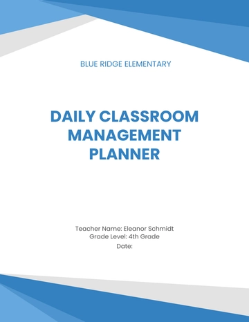 Free Daily Classroom Management Planner Template to Edit Online