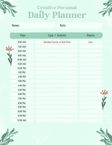 Free Creative Personal Daily Planner Template to Edit Online