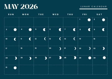Free Simple May 2026 Lunar Calendar Template to Edit Online