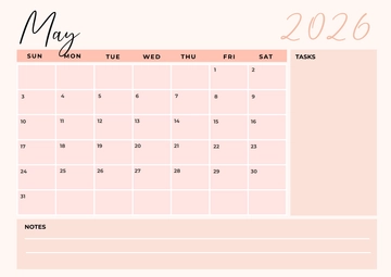 Free May 2026 Calendar for Students Template to Edit Online