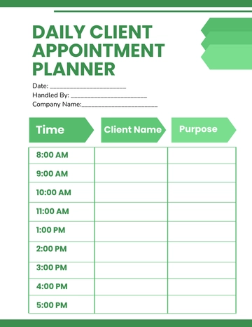 Free Daily Client Appointment Planner Template to Edit Online