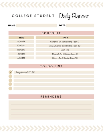 Free College Student Daily Planner Template to Edit Online