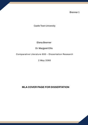 Free MLA Cover Page for Dissertation Template to Edit Online