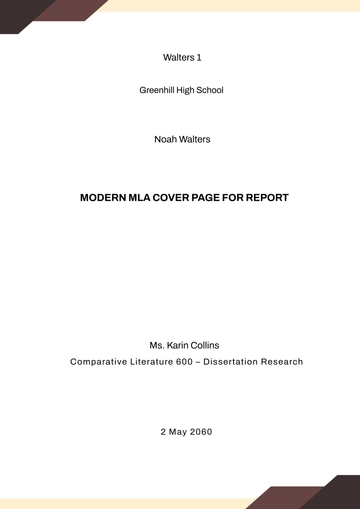 Free Modern MLA Cover Page for Report Template to Edit Online