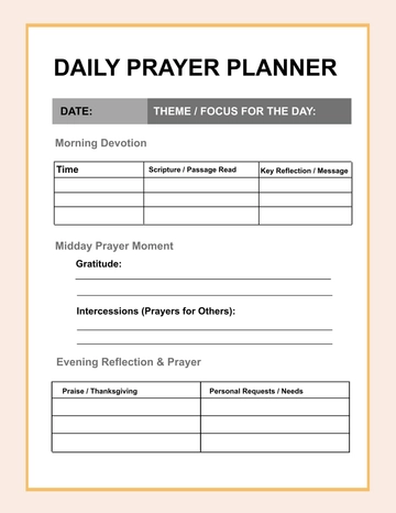 Free Daily Prayer Planner Template to Edit Online