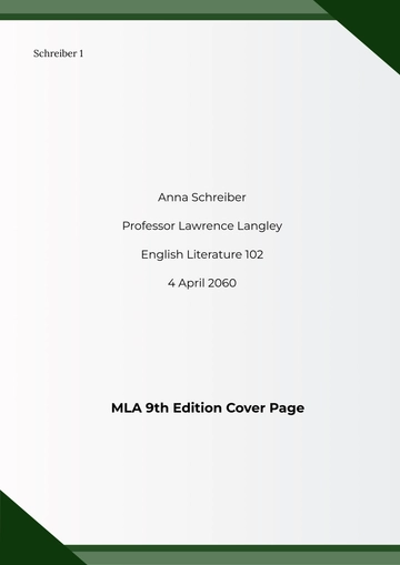 Free MLA 9th Edition Cover Page Template to Edit Online