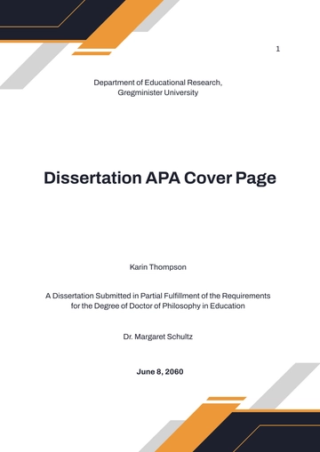 Free Dissertation APA Cover Page Template to Edit Online