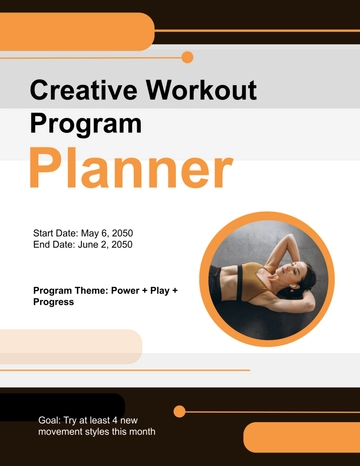 Free Creative Workout Program Planner Template to Edit Online