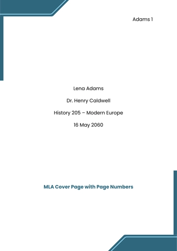 Free MLA Cover Page with Page Numbers Template to Edit Online