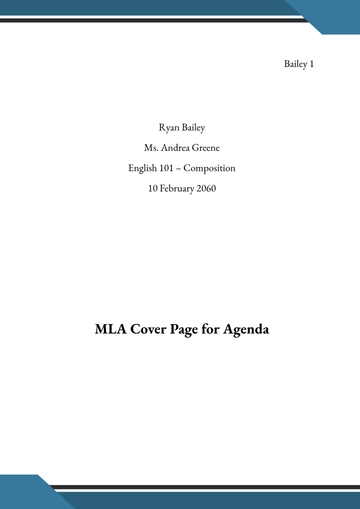 Free Simple MLA Cover Page for Students Template to Edit Online