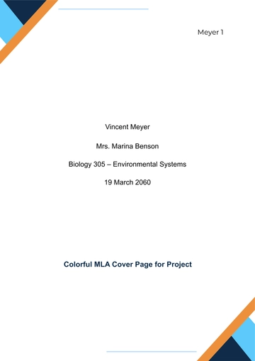 Free Colorful MLA Cover Page for Project Template to Edit Online