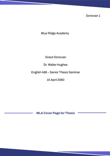 Free MLA Cover Page for Thesis Template to Edit Online