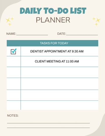 Free To Do List Daily Planner Template to Edit Online
