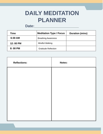 Free Daily Meditation Planner Template to Edit Online