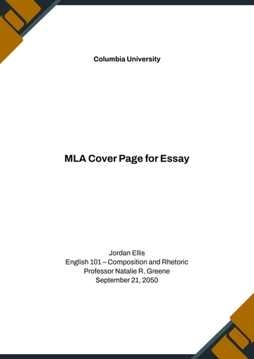 Free MLA Cover Page for Essay Template to Edit Online