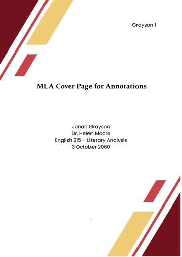 Free MLA Cover Page for Annotations Template to Edit Online