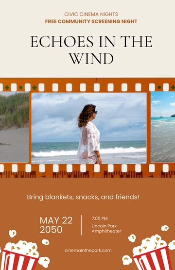 Free Movie Screening Simple Poster Template to Edit Online