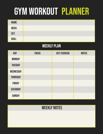Free Gym Workout Planner Template to Edit Online