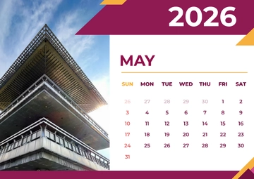 Free Creative May 2026 Calendar Sheets Template to Edit Online