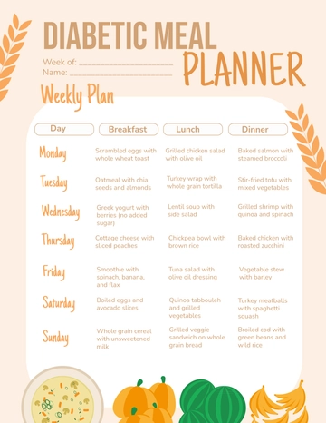 Free Diabetic Meal Planner Template to Edit Online