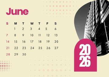 Free Modern June 2026 Half-Year Calendar Template to Edit Online