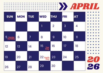 Free April 2026 US Calendar Template to Edit Online