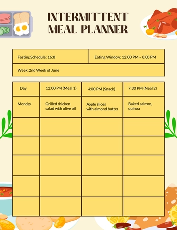 Free Intermittent Meal Planner Template to Edit Online