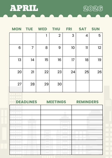 Free April 2026 Business Calendar Template to Edit Online