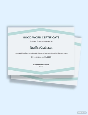 Good Work Certificate Template