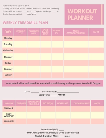 Free Workout Planner Template to Edit Online