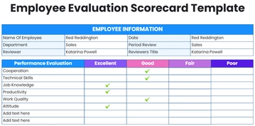 Free Employee Evaluation Scorecard Template to Edit Online