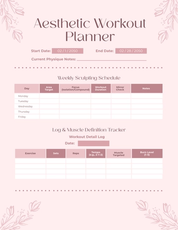 Free Aesthetic Workout Planner Template to Edit Online