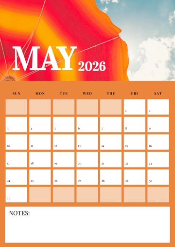 Free Portrait May 2026 Calendar Template to Edit Online